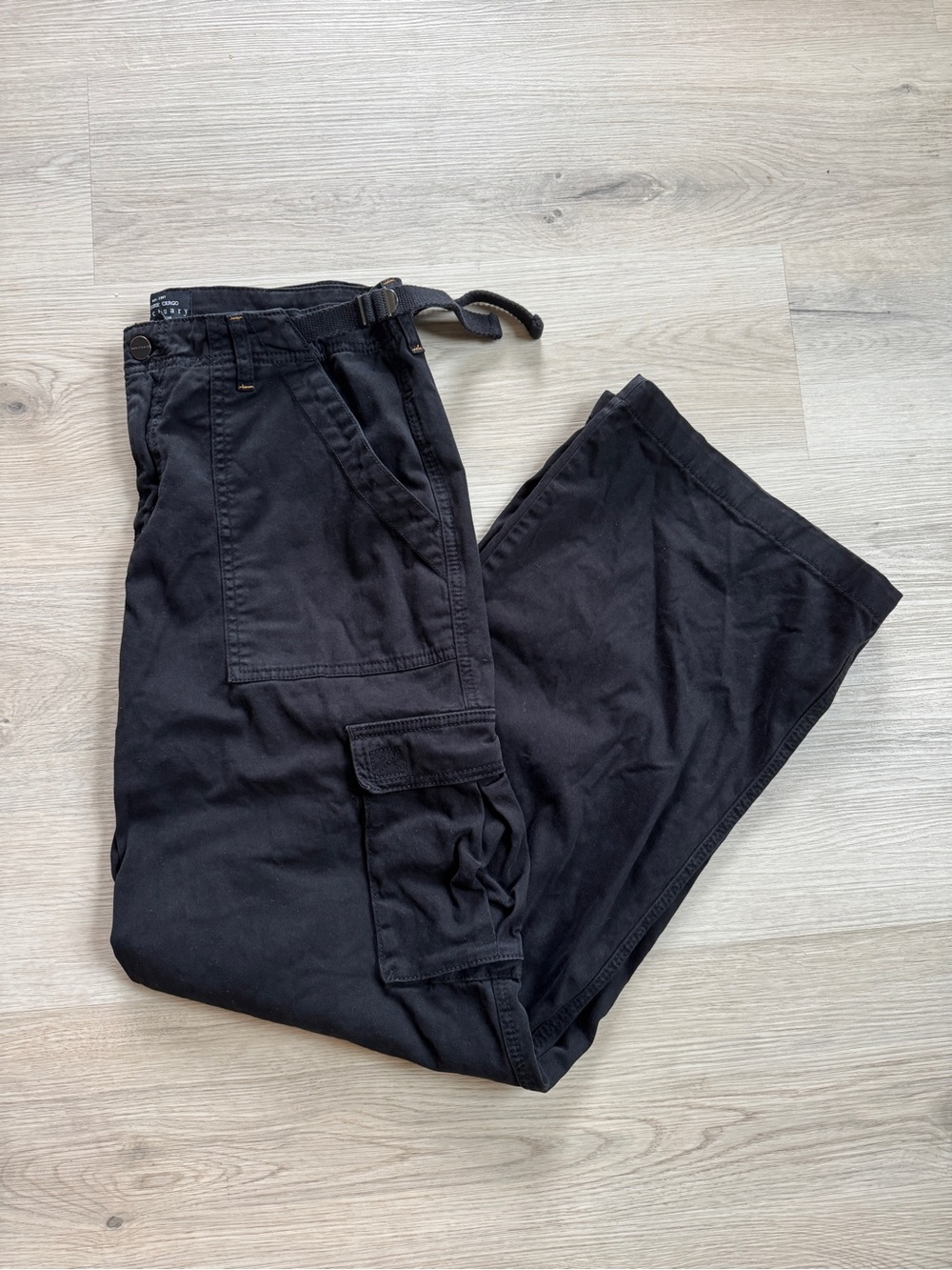 Sanctuary Reissue black wide-leg cargo pants utility Y2K streetwear size large